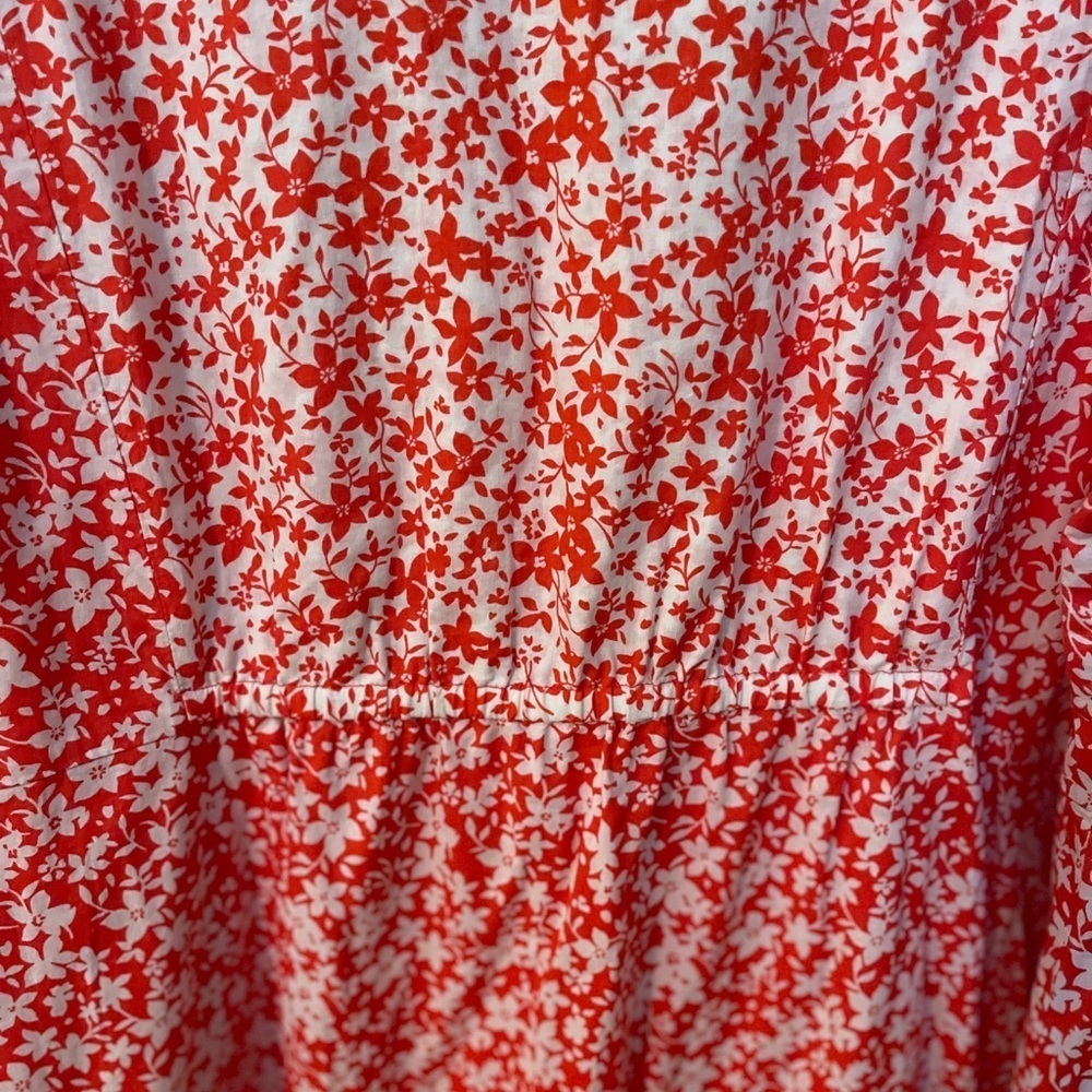 The Nines by Hatch red floral maternity button front 3/4 sleeve maxi dress. XXL. - Picture 4 of 9